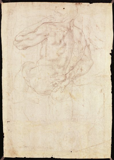 Disegno di una figura maschile in piedi da Michelangelo Buonarroti